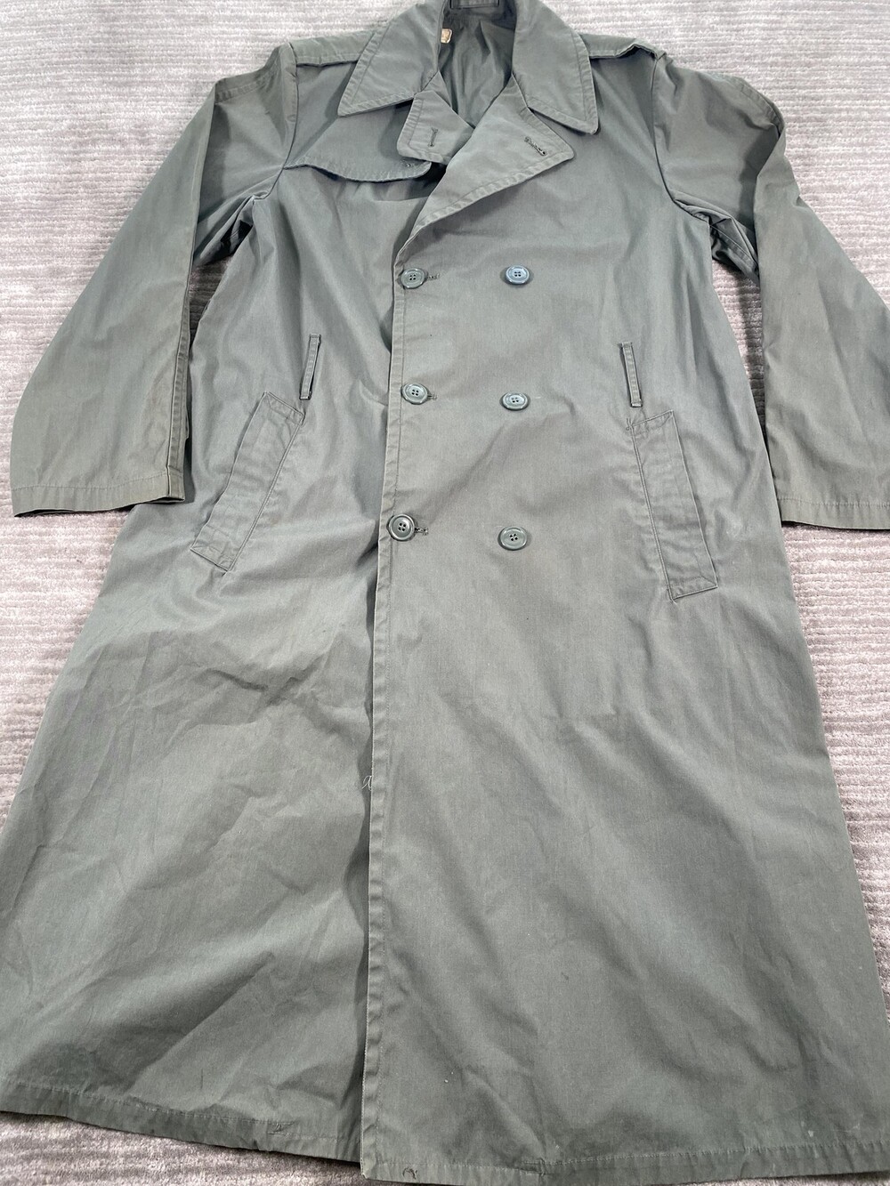 Vintage US Army Raincoat Mens 40XL Green Quarpel Trench Coat Military 70s